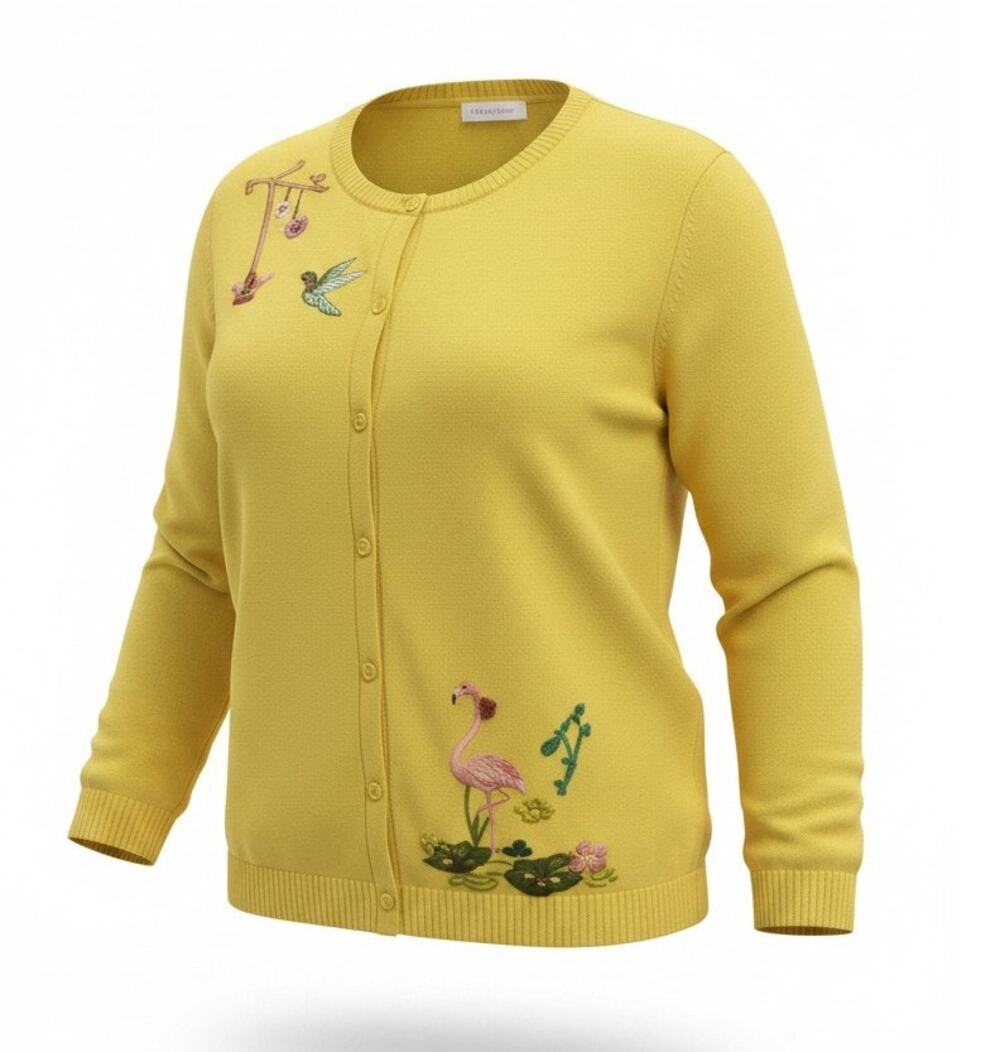 Breckenridge Womens Large Yellow Button-Up Jacket Embroidered Casual Lightweight